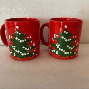 Waechtersbach Vintage Red Christmas Tree Mugs -Set of 2 mugs